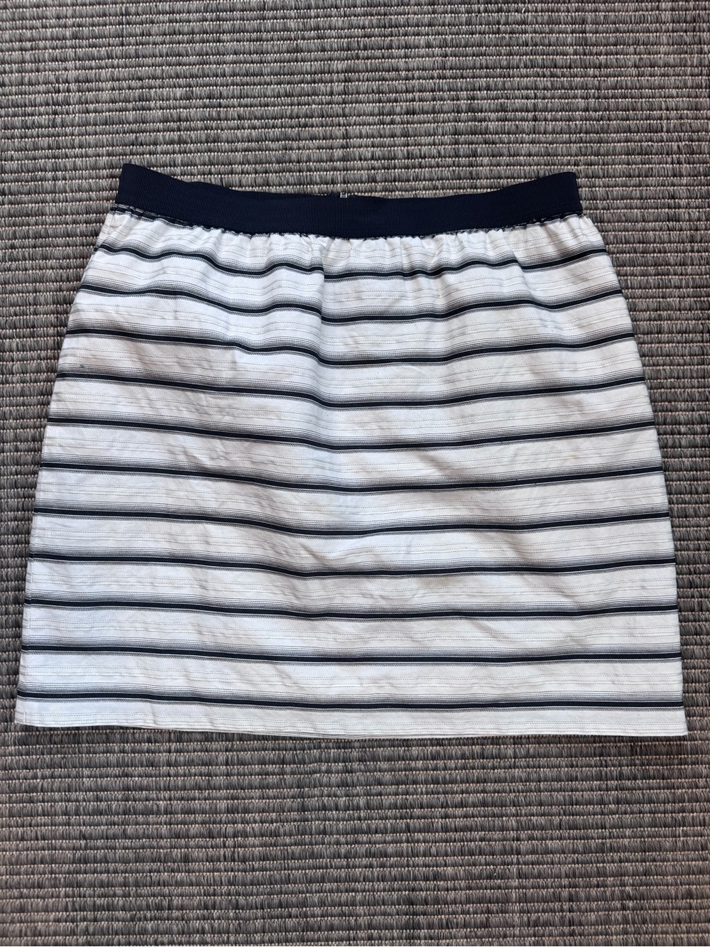 Ann Taylor White and Navy Striped Mini Skirt